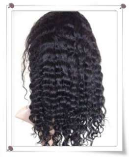 water wave 10 full lace wig human remy Indian hair #1b  
