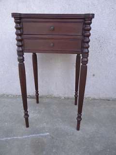 antique mahogany petite carved lamp end table night stand  