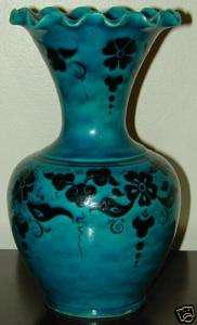 10 Handpainted Turquoise Turkish/Ottoman Ceramic Vase  