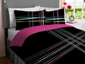 Black Pink Green Teen 5PC TWIN Comforter BED IN BAG  