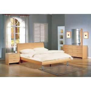 Contemporary Maple Platform Bedroom Set 