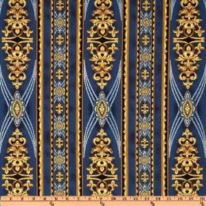  44 Wide Coraline Flourish Stripes Blue Fabric By The 