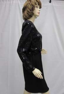 St John Knit Black Paillettes Criss Cross Dress Size 10  