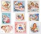 18 VINTAGE BABY STAMPS HANG / GIFT TAGS FOR SCRAPBOOK P