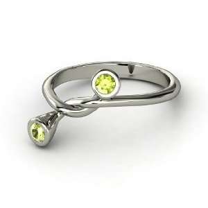  String Ring, 14K White Gold Ring with Peridot Jewelry
