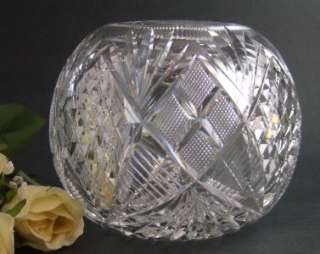 LARGE antique Cut Glass ROSE BOWL   Diamond & Fan American Brilliant 