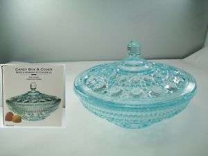 Indiana Glass Windsor Candy Box w/Lid Teal  