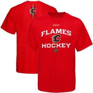  Reebok Calgary Flames Authentic Progression T Shirt   Red 