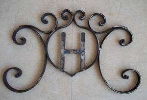 Rustic Hand Forged Wrought Iron Monogram Decor Art Door Wall House 