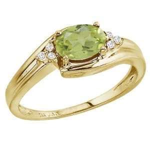   Gold August Birthstone Peridot and Diamond Side Set Ring Jewelry