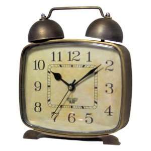  Antiqued Square Tabletop 5 4/5 High Alarm Clock