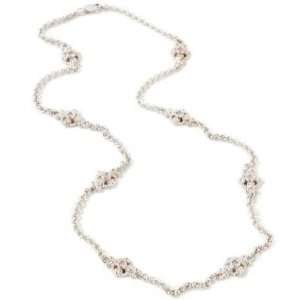  14K White Gold 18 Pink Diamond Station Necklace Jewelry