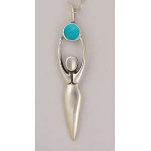 Gorgeous Sterling Silver Goddess With a Genuine Turquoise Why Be 
