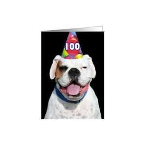  Happy 100th Birthday White Boxer Dog Card Toys & Games