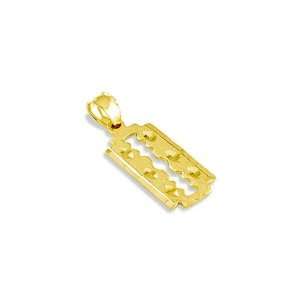    Solid 14k Yellow Gold Diamond Cut Razor Blade Pendant Jewelry
