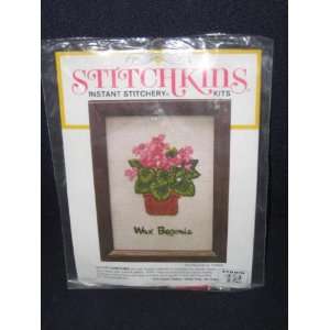  1976 Stitchkins Wax Begonia 5x7 Stitchery Kit Everything 