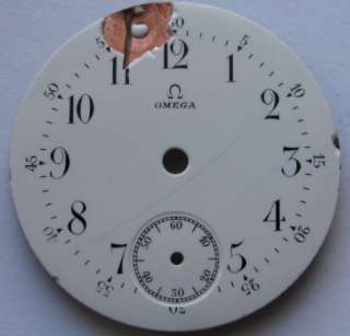 Used Omega porcelain Watch Dial 29.5 mm damaged  