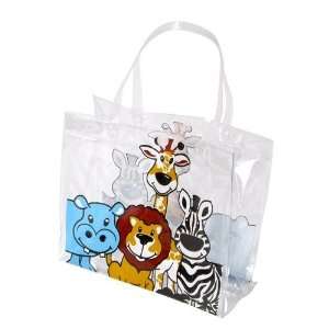  ~ 12 ~ Vinyl Zoo Safari Animal Tote Gift Bags ~ 8 ~ New 