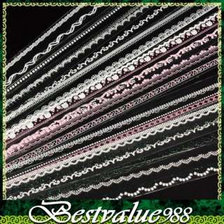 10PCS Long Lace Styles Nail Art Decorate Decal Stickers  