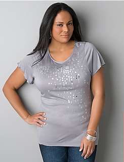 Seven7 embellished short sleeve tunic  Lane Bryant