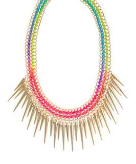 null (Multi Col) Neon Spike Necklace  252608899  New Look