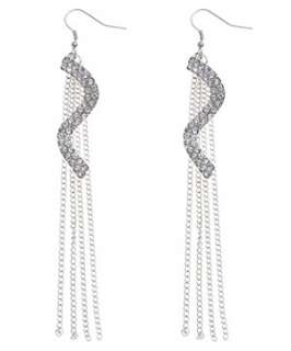Crystal (Clear) Diamante Wiggle Earrings  247711690  New Look