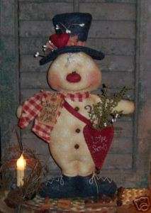 Primitive Snowman Heart Valentine Door Doll Pattern 277  