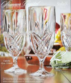NEW 12 piece 12 oz Shannon CRYSTAL GOBLETS Drink Glases  