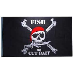  Fish or Cut Bait Pirate Flag 3ft x 5ft Patio, Lawn 