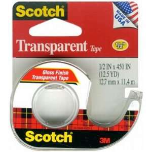  3M Scotch Transparent Glossy Tape Dispenser, .5 x 450 