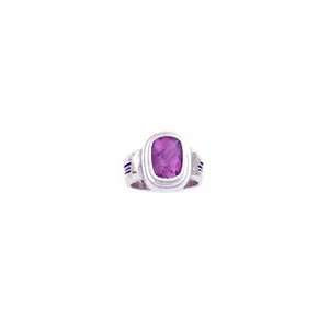   Amethyst Ring With Patterned Sterling Silver Band 