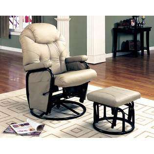 CozyStreet Swivel Glider  Recliner and Ottoman in Bone Leatherette at 