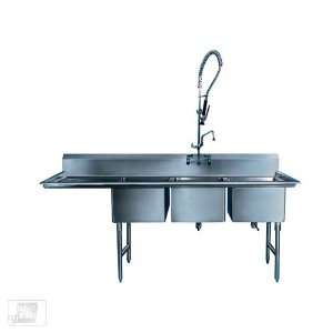  Win Holt WS3T1618LD18 72 1/2 Three Compartment Sink w/One 