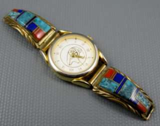 Navajo Sterling Gold Filled Lapis Turquoise Spiny Watch Tips Alvin 