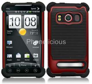 RED TRIPLE LAYER COMBO HYBRID IMPACT HARD CASE PHONE COVER SKIN HTC 