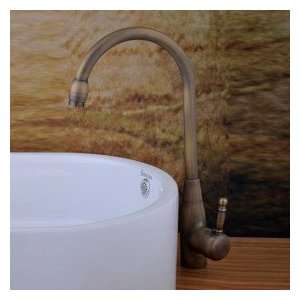    Antique Brass Finish Bathroom Sink Faucet (Tall)