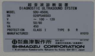 Shimadzu SDU 450XL Diagnostic Ultrasound System  