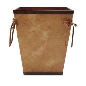 SILVER tack WOOD leather WASTEBASKET Can BATH art NEW  