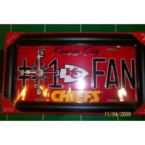  Kansas City Chiefs Collectible License Plate Clock Frame 