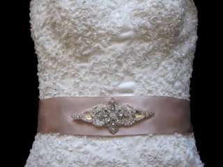 Wedding Dress Brooch Beaded Crystal Embellished Belt Sash  