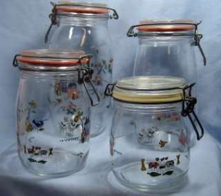 International Tableworks~Heartland #7774~Set of 4 Glass Canisters Jars 