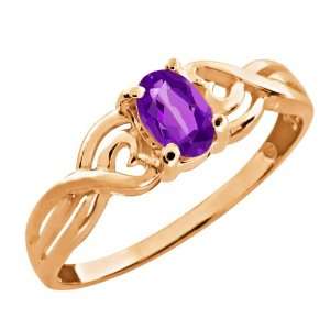  0.45 Ct Oval Purple Amethyst 14k Rose Gold Ring Jewelry