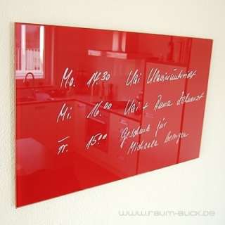 Glasmagnettafel MAX 80x50 cm, Design Pinnwand, rot  