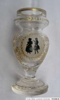 Einzigartige Fuss (Pokal) Vase m. Schwarzlotmalerei  