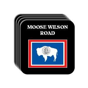 US State Flag   MOOSE WILSON ROAD, Wyoming (WY) Set of 4 Mini Mousepad 