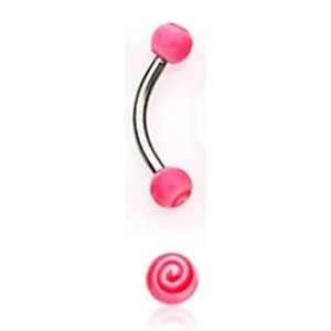  16g Pink Tornado Balls Eyebrow Ring Piercing 16 Gauge 5/16 