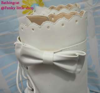 White Lolita rocking boots shoes goth emo US 5.5   10.5  