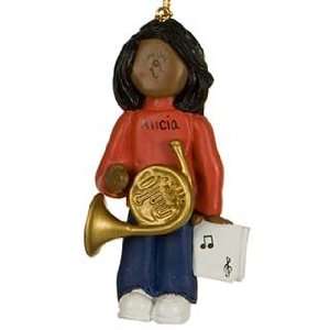   Ethnic French Horn Player   Female Christmas Ornament