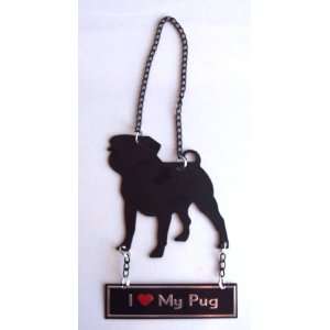 Love My Pug Wall or Door Hanger Ornament Pug Dog 