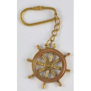  Antique maritime brass navigation wheel keychain 